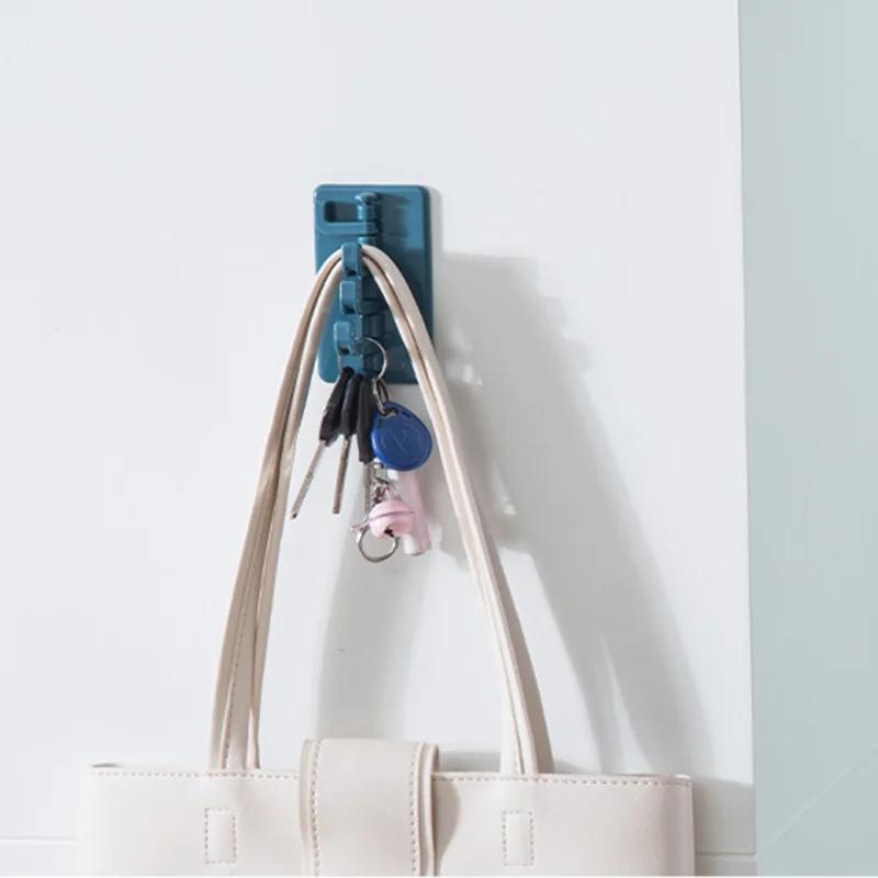 4pcs Modern Adhesive Wall Rack, Plastic Storage Organizer with Hooks for Kitchen Bathroom Accessories