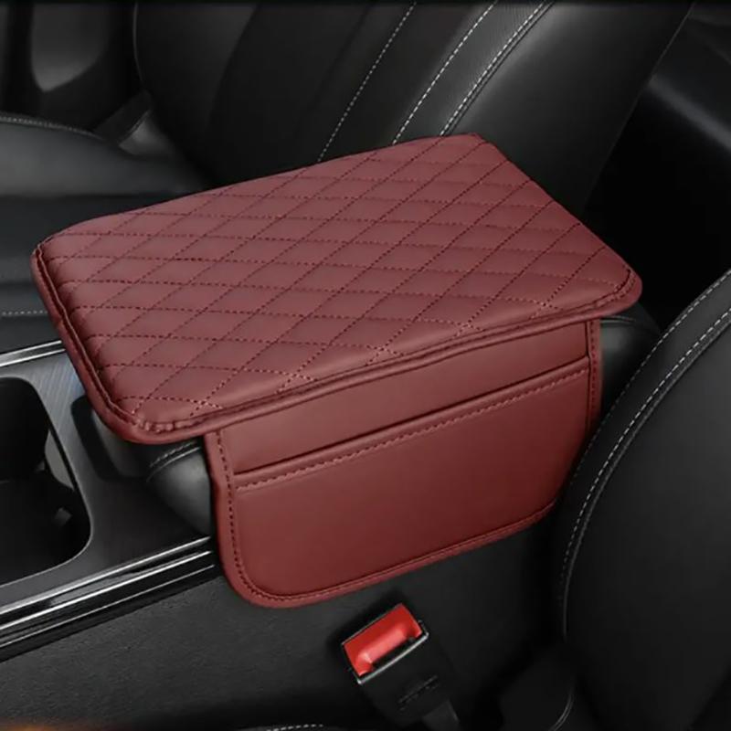 PU Leather Car Armrest Mat Center Console Arm Rest Protection Cushion With Storage Pockets Armrests Car Interior Accessories