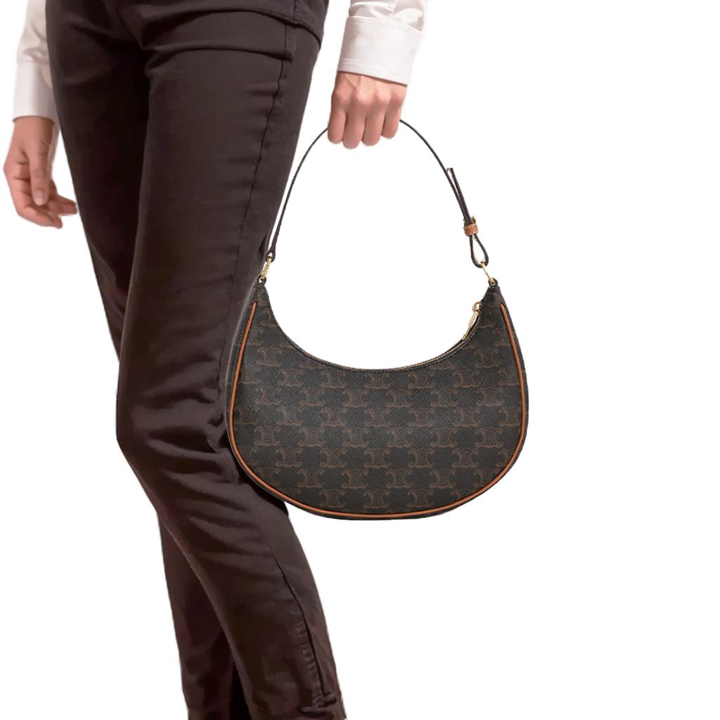 Celine Ava Borsa a Tote in Tela Monogramma Classico con Tracolla Regolabile Piccola da Donna Marrone 193952BZJ-04LU