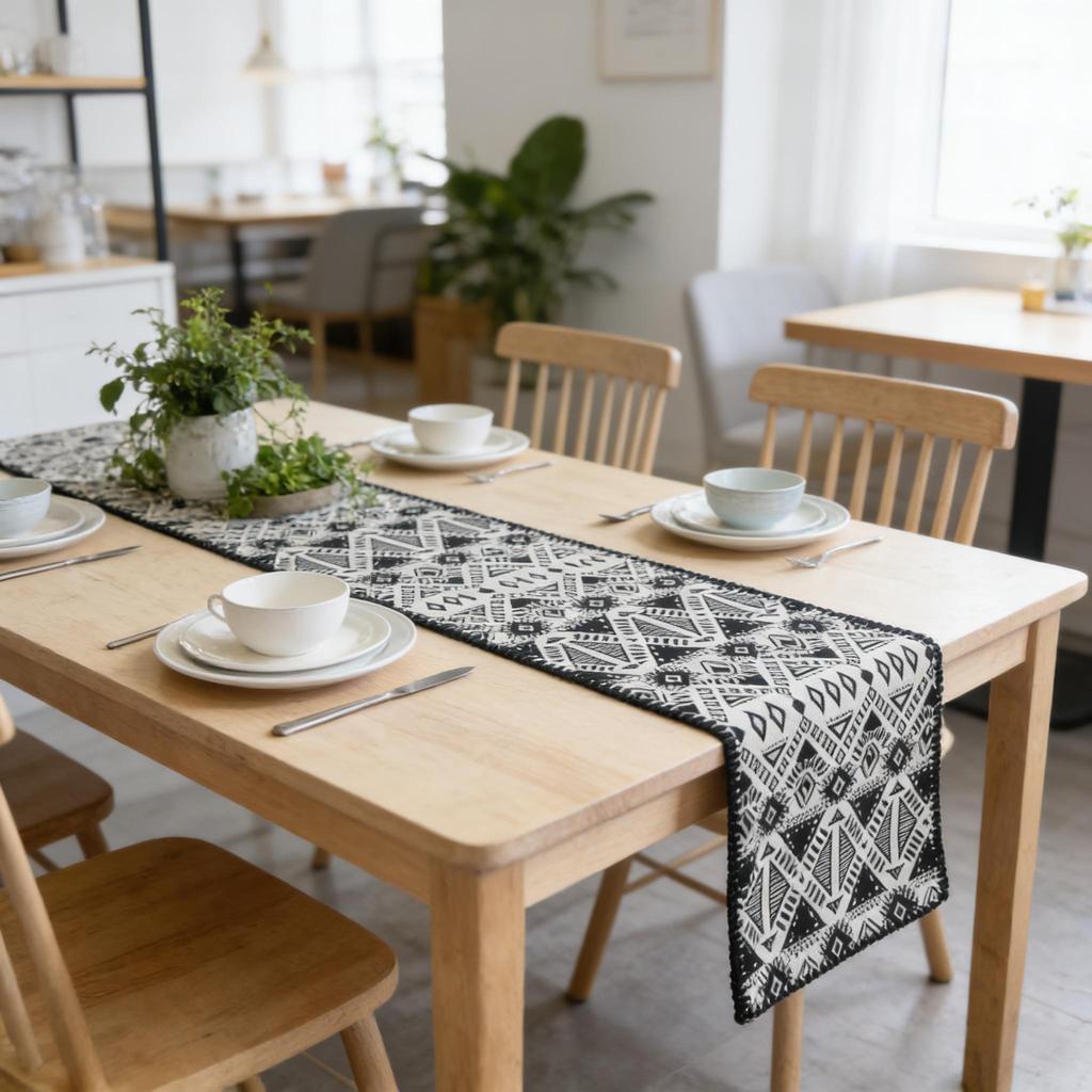 Washable Premium Cotton Linen Table Runner Daily Kitchen Table Decor