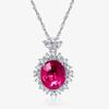 Luxury Pigeon Blood Red Jewelry Set: S925 Sterling Silver Diamond-Inlaid Necklace, Earrings, and Ring