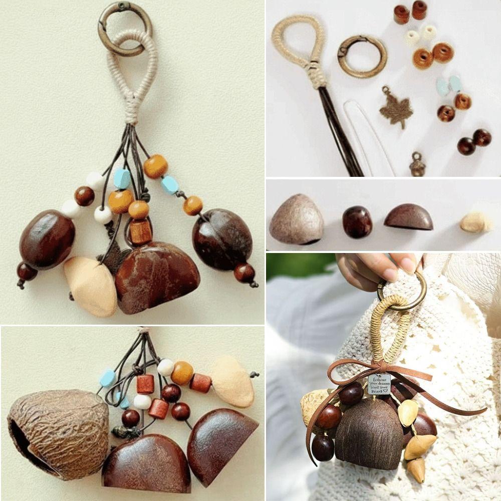 Natürliche Nussnussschale Nussnussschale Windspiele Handgekurbeltes DIY Natürliche Fruchtschale Glocken Bausatz Yoga Meditation Windspiele Material-Bausatz