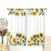 Set aus 2 Vorhängen mit Sonnenblumenmuster Schmetterlingen Sonnenlicht Fensterdekorationen Wohnraumvorhang Hergestellt aus Polyester