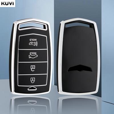 4 Button TPU Car Key Case Cover Shell Fob Holder For Hyundai Genesis G70 G80 G90 2017-2020 Auto Keychain Protector Accessories