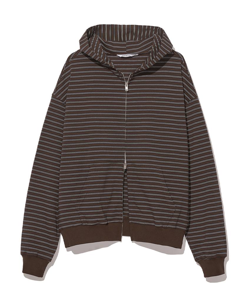 Partimento Multi-Stripe Zip-Up Hoodie Brown