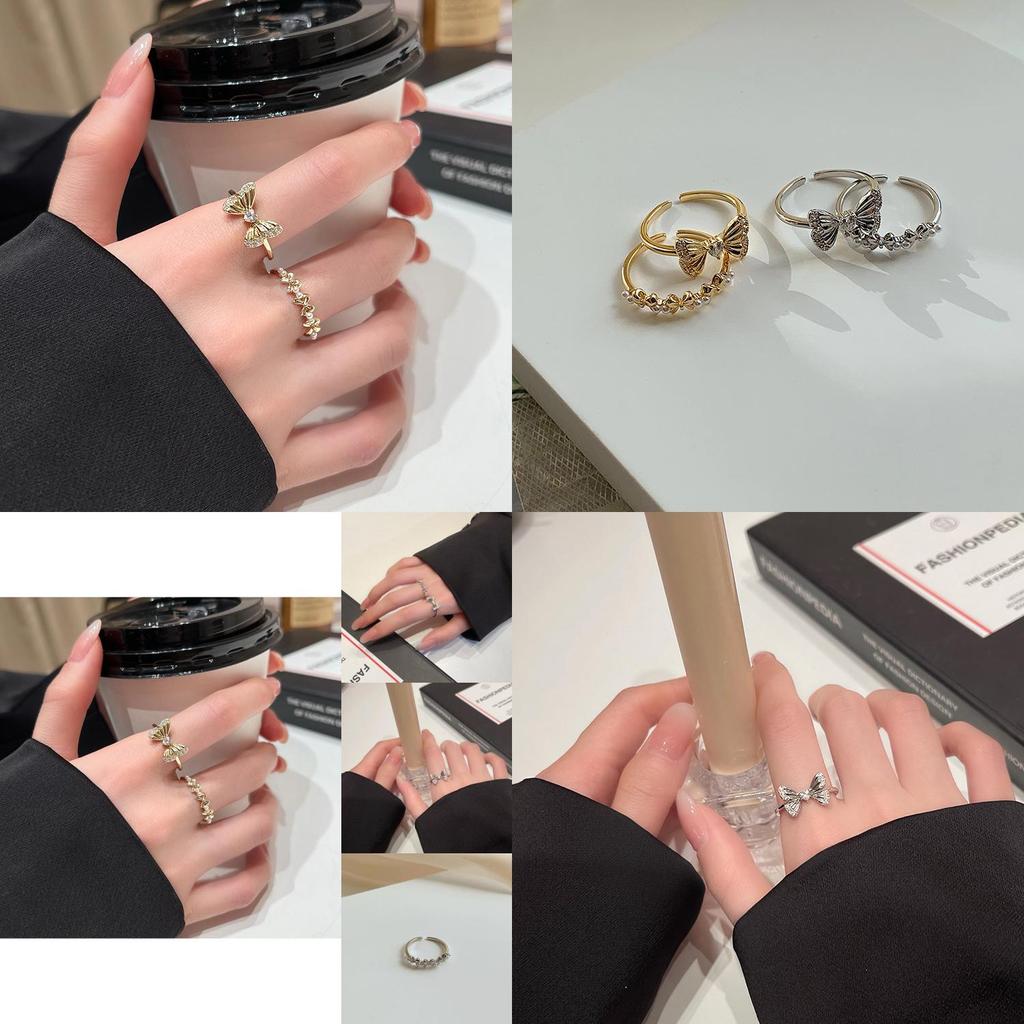 Eleganter Verstellbarer Schmetterling 925 Sterlingsilber Ring Für Damen Im Sommer-Modestil