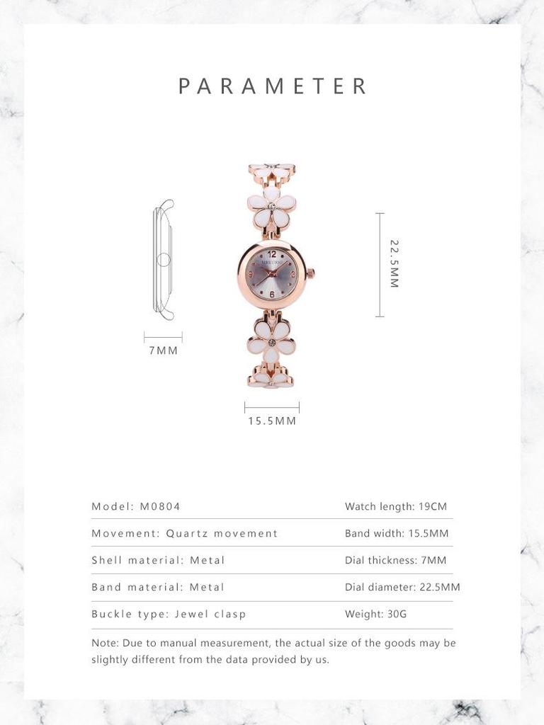 Gänseblümchen Quarz Damenmodeuhr mit Armband