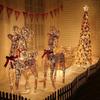 Christmas deer pull cart luminous deer pull cart wrought iron deer ornament hotel lobby window decoration supplies