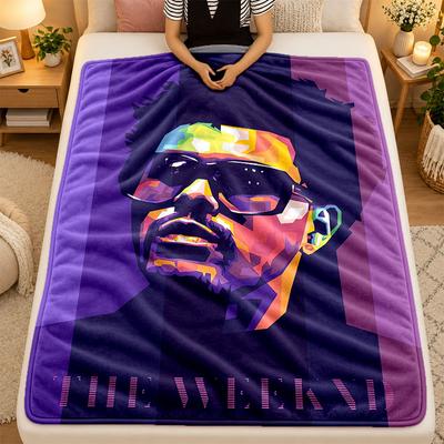 Flannel BlanketThe Weeknd Warm Soft Throw Blanket for Indoor Sofa Bed Living Room Use