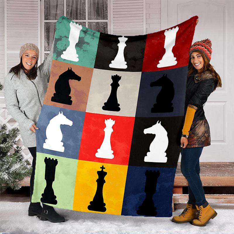 Chess Theme Printed Blanket - Perfect for Couch, Bed, Travel & Outdoor Use | Machine Washable, Cozy & Durable.