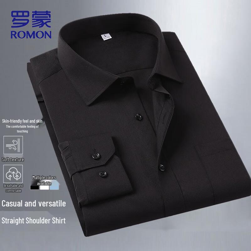 ROMON Men's Bamboo Fiber Blend Wrinkle-Resistant Long Sleeve Shirt