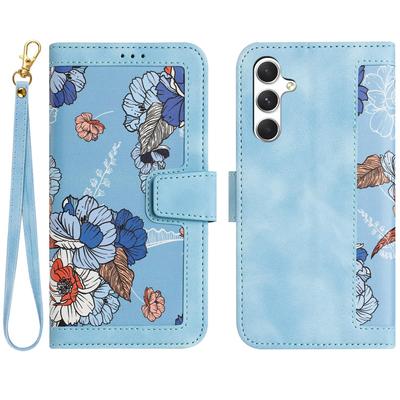 Bileklik Sanat Boyama Çiçekler Deri Telefon Cüzdan Kılıfı Kitap Standı iPhone 16 15 Pro Samsung S24 Xiaomi Redmi Google Kızlar Kart Yuvalı Kapak