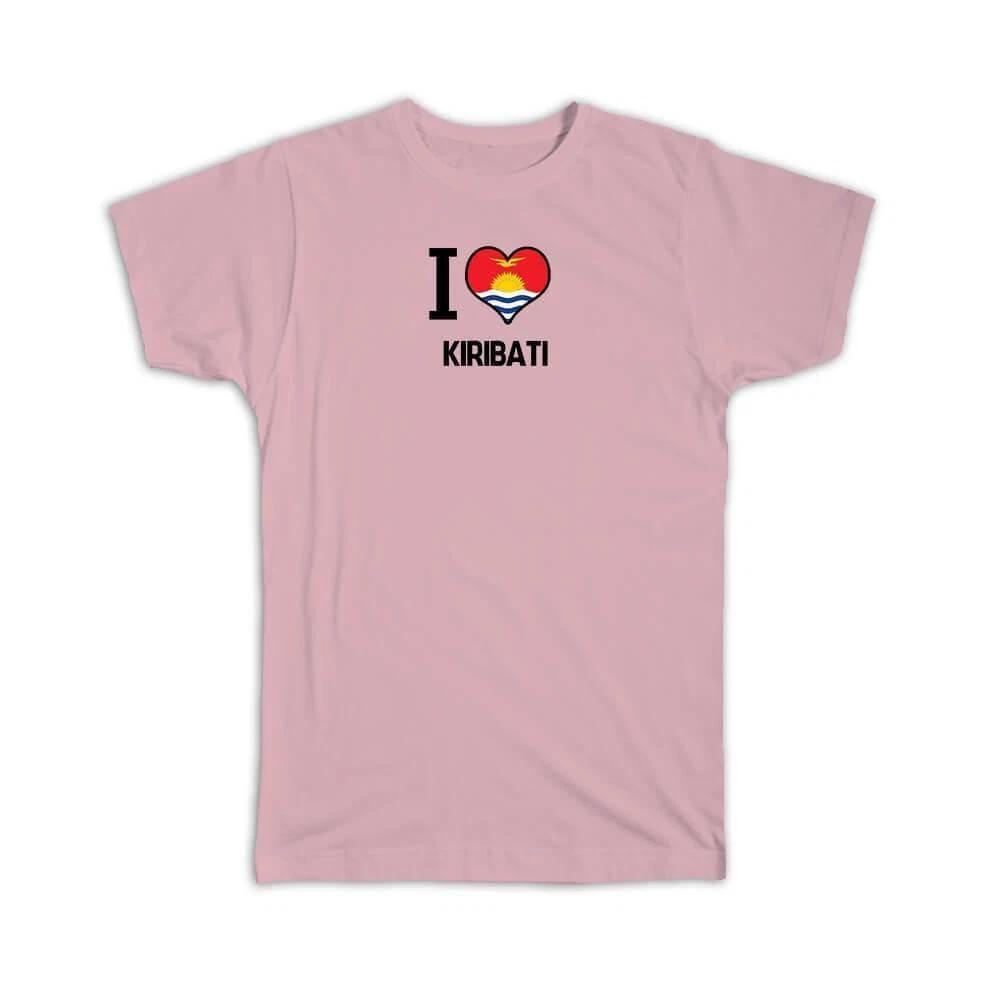 Gift T-Shirt : I Love Kiribati Flag Heart Country Crest Kittitian Expat M