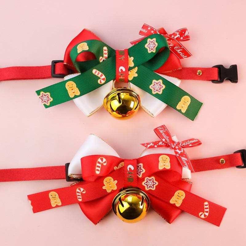 Christmas Pet Bow Tie Collar With Bell Cats Dogs Xmas Party Decoration