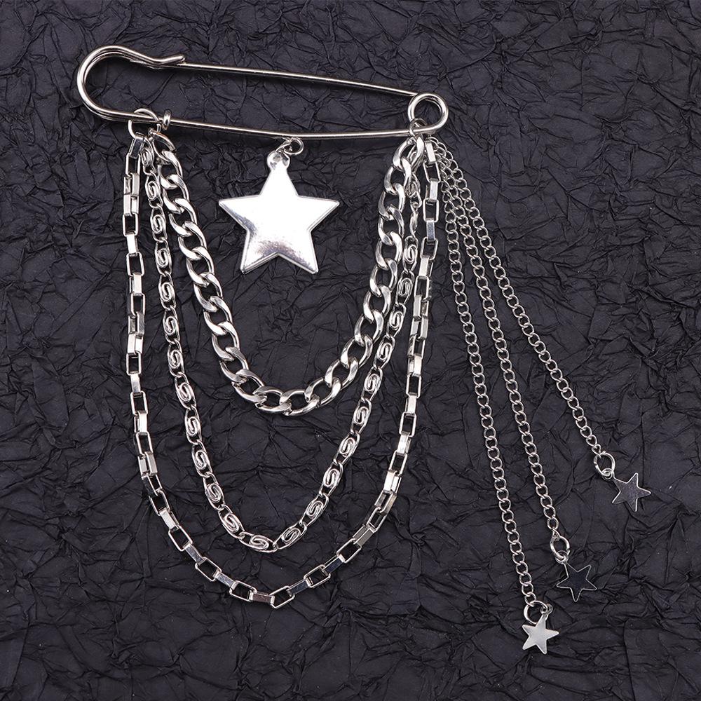 Unisex Skull & Spider Web Bear Pearl Star Brooch - Creative Hip Hop Fashion Pin