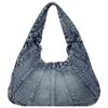 Women Denim Shoulder Bag with Zipper Hobo Bag Trendy Underarm Purse With Pocket Clutch Bag for Work Travel Shopping