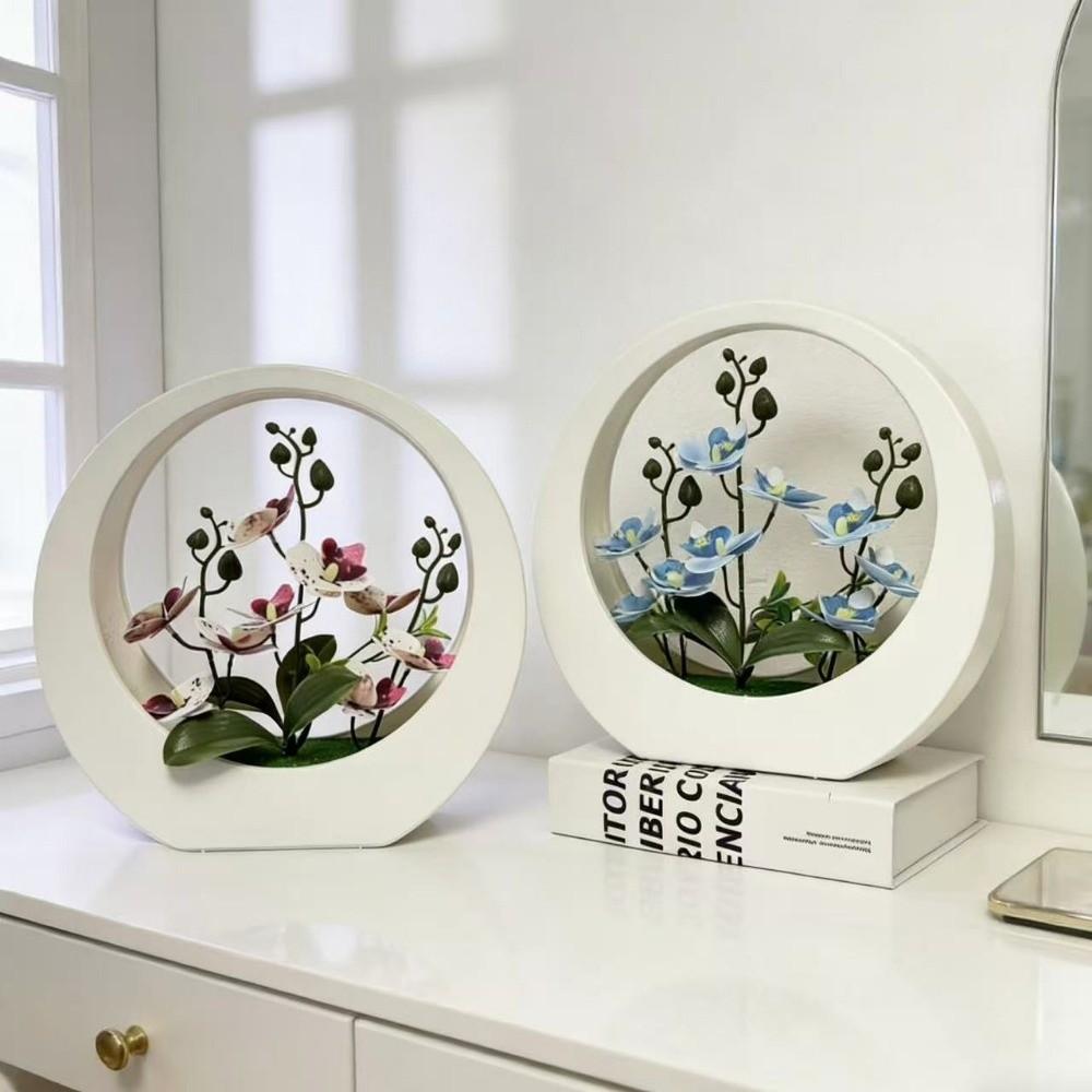 Ornamente Künstliche Orchidee Topfpflanze Dekorative Florale Kunst Mondform Orchidee Topfpflanze Heimdekoration Künstliche Blütendekoration