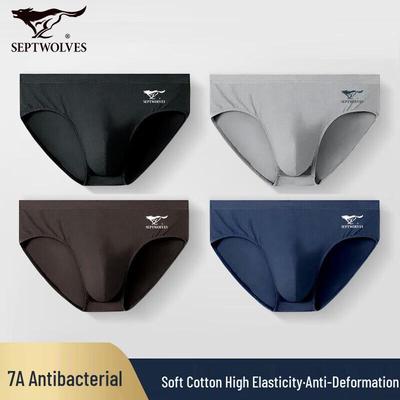 Qipilong Men's 7A Antibacterial Cotton Stretch Briefs 4-Pack