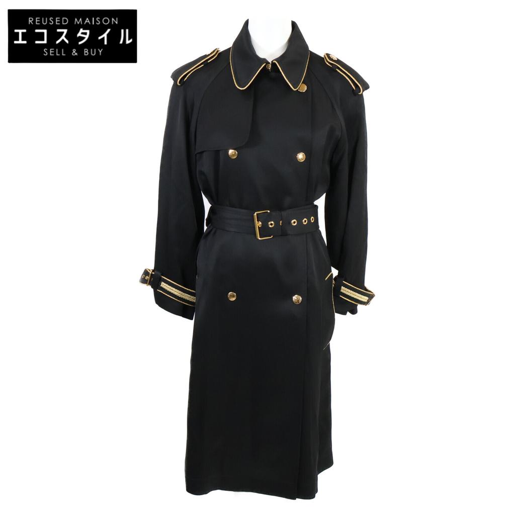 Louis Vuitton Domestic Regular 24 Year Old RW222W MN1 FNC06 Monogram Lining Belted Trench Coat Coat 34 Black X GoldUsed