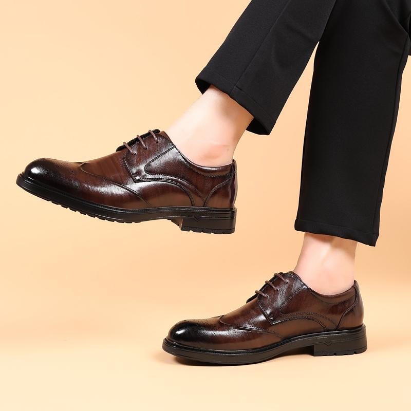 Golden Sapling High Quality Brogues Business Shoes Men Retro Korean Style Leather Oxfords Thick Soles Man Party Dress Shoe Male