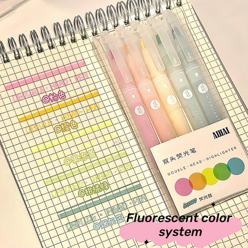 

Набор хайлайтеров 5 цветов Двусторонние Ручка-хайлайтер с уникальным наконечником-окошком Маркер-хайлайтер Школьные канцелярские принадлежности