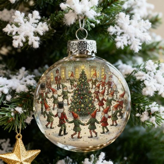 Vintage Christmas Baubles Plastic Hanging Ornaments with Classic Holiday Designs Festive Tree Decor for Home Office Party