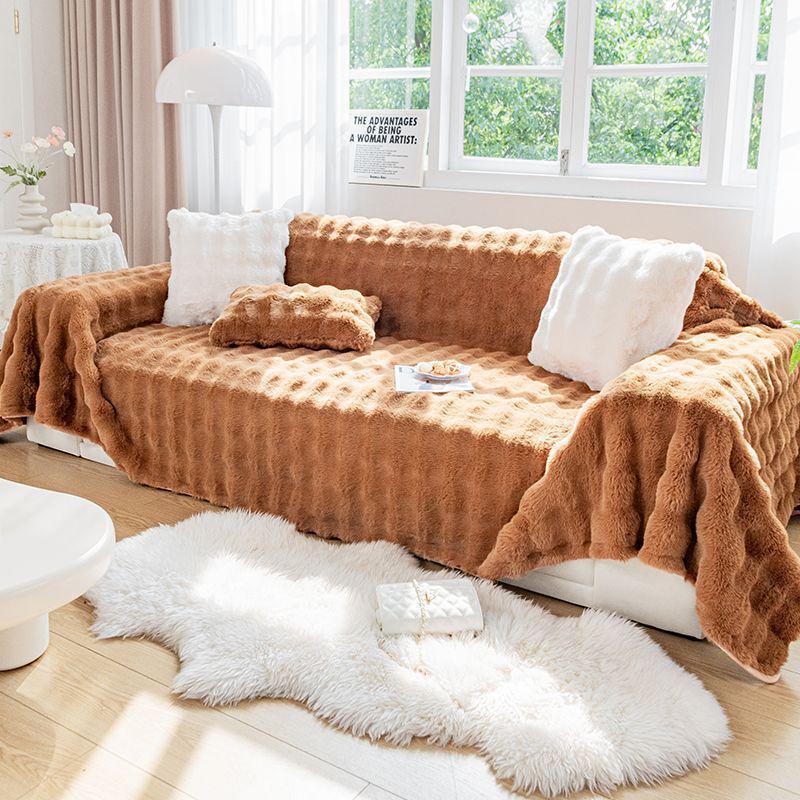 Thickened Silky Rabbit Fur Sofa Cover & Cushion Blanket