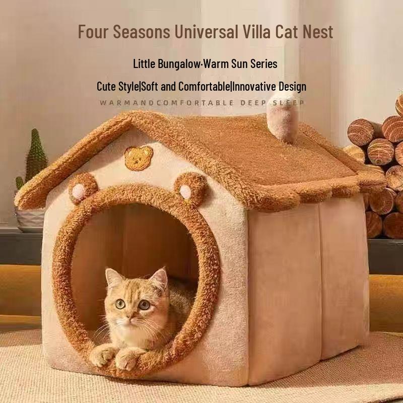 All-Season Detachable Pet House: Warm, Washable, Dual-Use for Cats & Small Dogs