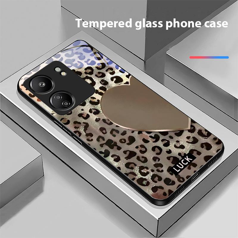 Speckled Love For Xiaomi Redmi 13C Note13 12 Pro Plus 5G Note 9 13T Pro POCO X6 F5 F6 Black Tempered Glass Phone Case