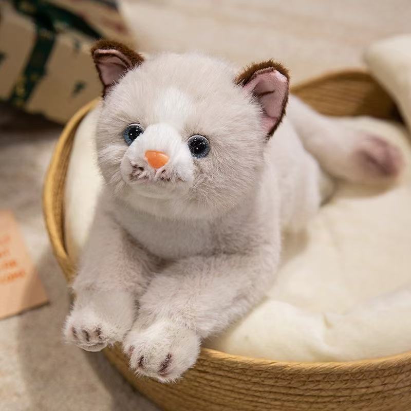 38cm Simulation New Prone Cat Doll Stuffed Plush Toy Cartoon Anime Cute Pillow Pillow for Children's Birthday Gift Fun Doll