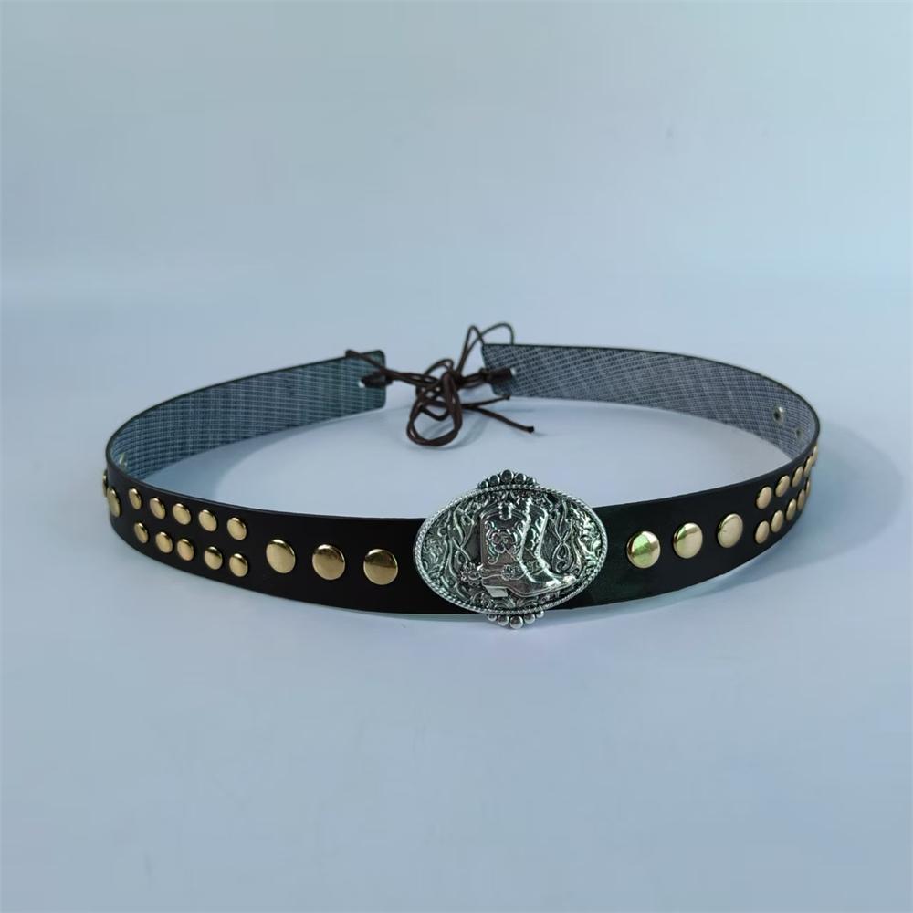 Enthic Hat Accessories Leather Belt For Hat Band Cowboy Hat Decoration Rivet Belt Straw Hat Band Bohemia Hat Accessory