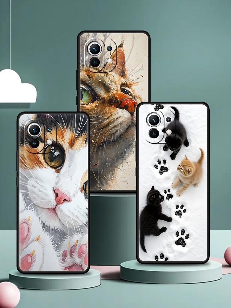 Cute Cat Phone Case Cover for Xiaomi Mi 17 15 14 13 12 11 Ultra 15T 14T 13T 12T 11T Pro Lite 5G Soft TPU Shell Fundas Capas Bags