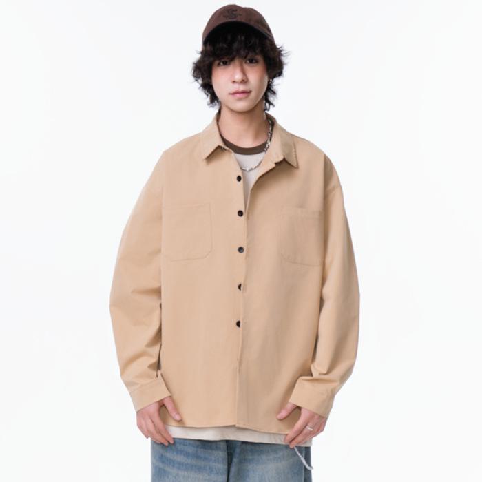 Spring New Solid Color Shirt for Men's Fashion Trend Casual Solid Color Shirt