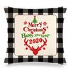 Christmas Checkered Red Letters Digital Printing Short Plush Pillow Covers For Car Sofa Office Cushion Cover Home Goods