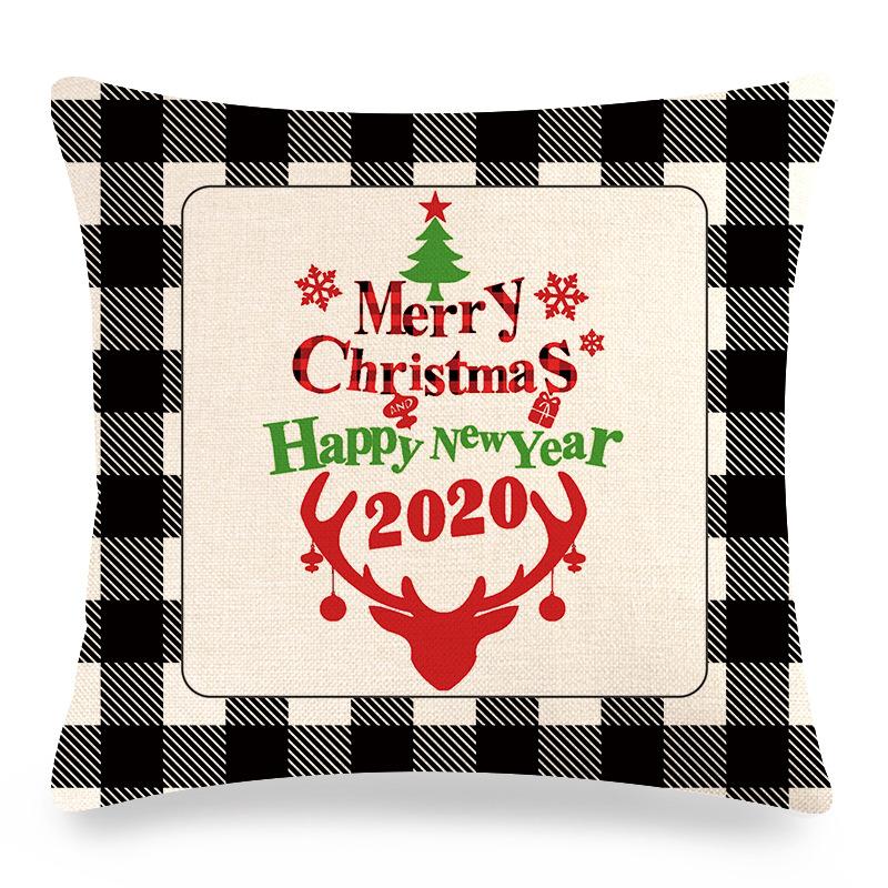 Christmas Checkered Red Letters Digital Printing Short Plush Pillow Covers For Car Sofa Office Cushion Cover Home Goods