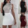 Elegant Sexy Shiny Women's Bodycon Dress With Diamond O Neck For Evening Embroidery