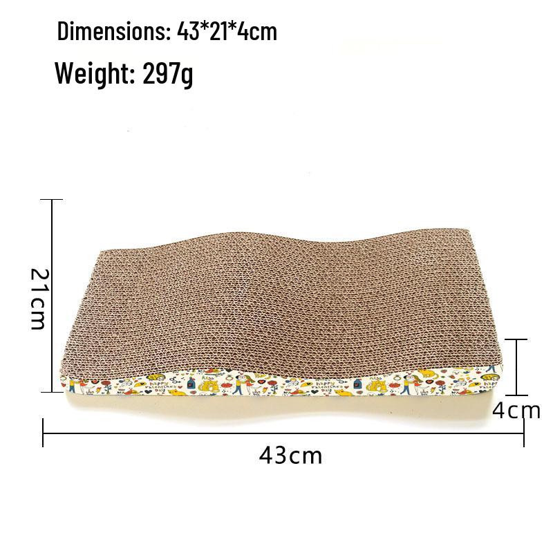 Cartoon Cat Scratching Bed - Scratch-Resistant Corrugated Cardboard Toy and Paw Board