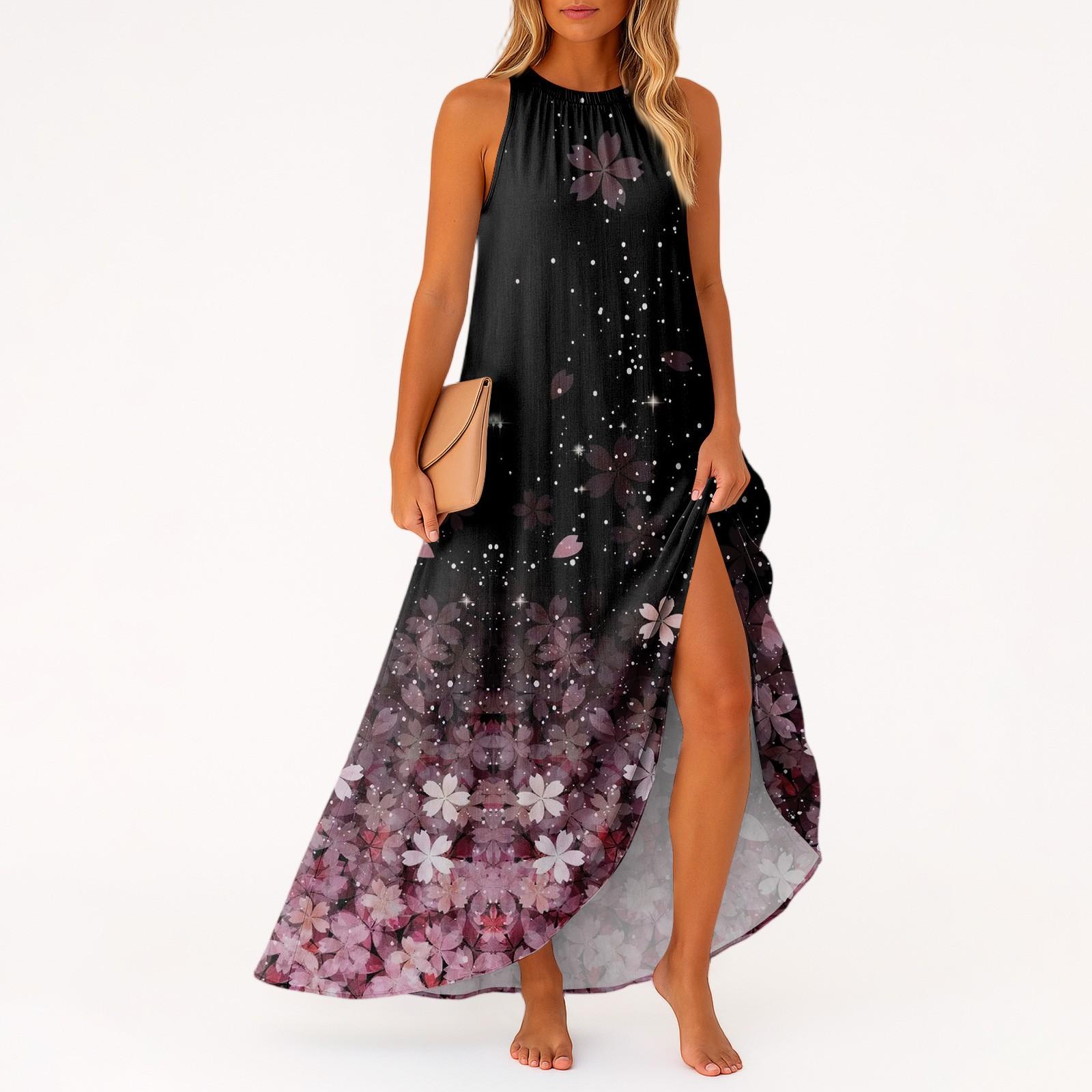 

Women s Casual And Fashionable Round-neck Sleeveless Mid Length Dress S