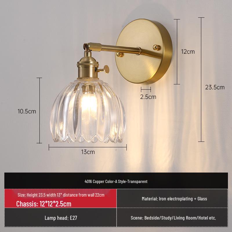 Vintage Japanische Grüne Glas Schmiedeeisen Wandleuchte - Nordische Moderne Nachttisch- & Schminktischleuchte