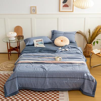 Simple Lines Summer Quilt Japanese Style Cotton Air Conditioning Quilt Luxury Soft Breathable Thin Blanket for Adults Kids