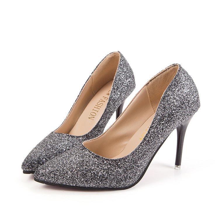 

2025 весна женские туфли на высоком каблуке с пайетками, сексуальные, со стразами, универсальный дизайн, нишевые, остроносые, свадебные туфли, туфли для подружки невесты 34 чёрный