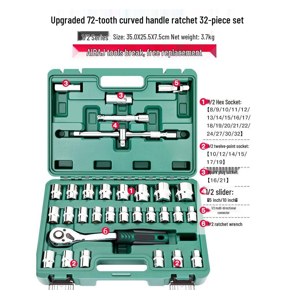 4S Car Repair Tool Set: Socket Wrench Ratchet & Small Tool Box