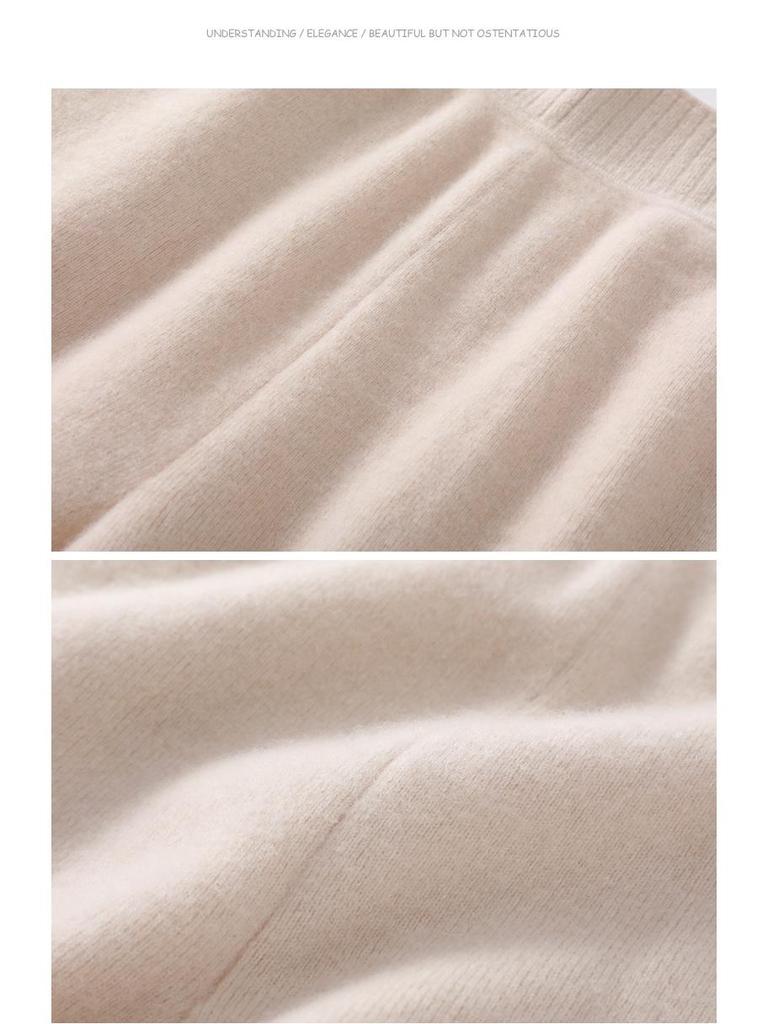 Women's 100% Wool Knit Wide-Leg High-Waist Floor-Length Pants for Autumn/Winter Casual Wear