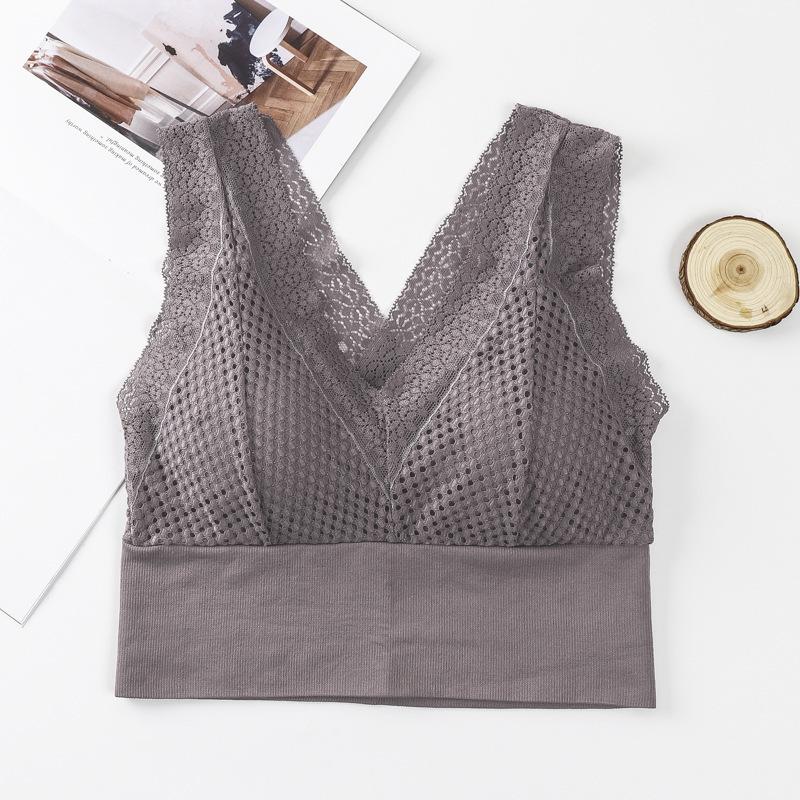 

New Beautiful Back Deep V Hollow Lace Suspender Chest-wrapped Underwear for Women, Non-marking Backing Anti-light Tube Top for Women One size fits all [recommended 80-62.5 kg]