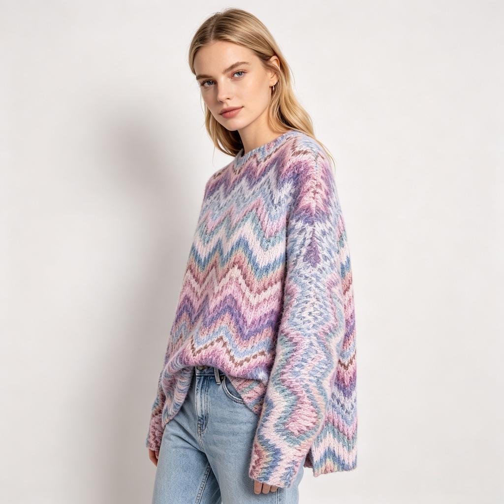 Christmas Sweater 3D Pattern Printed Women's Sweater Pullover Casual Loose Long Sleeve Knitted Crew Neck Top