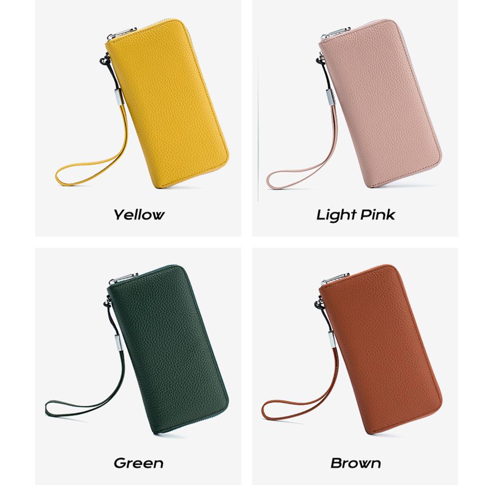 Damen Geldbörse Lange Leder RFID Top Lederhandtasche Weiches Leder Einfache Brieftasche Handytasche