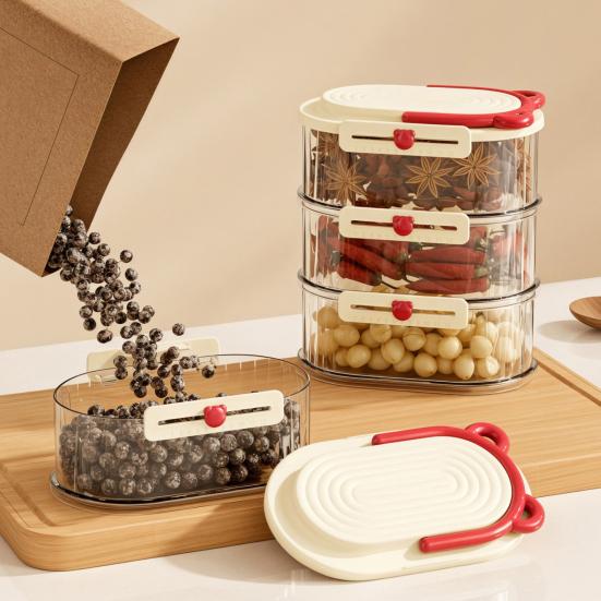 3/4/5 ks Uzavřená sklenice Stohovatelná sada úložných boxů na koření Kompaktní design Průhledné nádoby na koření Organizér do zásuvky na koření