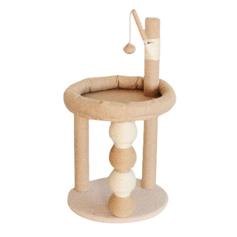 

80cm Cat Tree Tall Cat Tower for Indoor Cats Multi-Level Plush Cat Condo with Scratching Posts Scratching Boards Perches Caves 40cmX40cmX78cm хаки