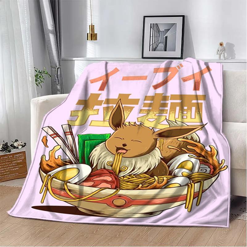 Cartoon Flannel Fluffy Fleece Anime Figures P-Pokemon Blanket Home Sofa Lunch Break Blankets Children Student Kids Cute Gifts