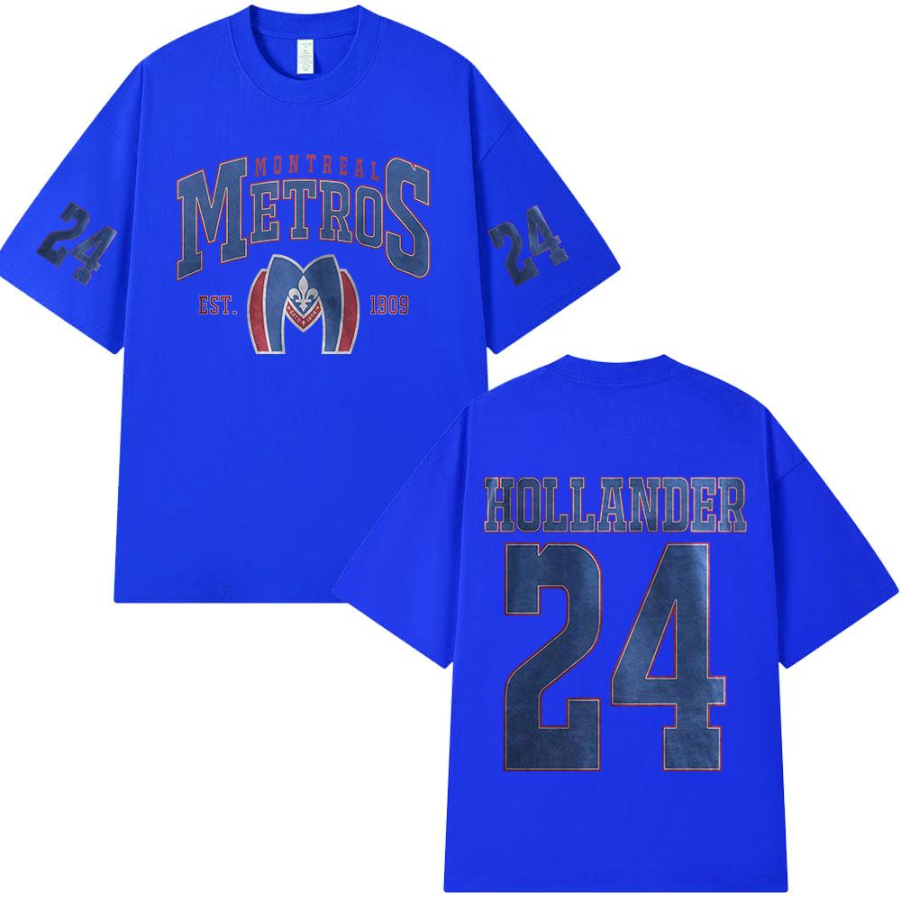 Heated Rivalry Shane Hollander 24 Montreal Metros T-Shirt Herren Damen Kleidung Lässig Polyester Übergroß Kurze Ärmel T-Shirts Oberteile